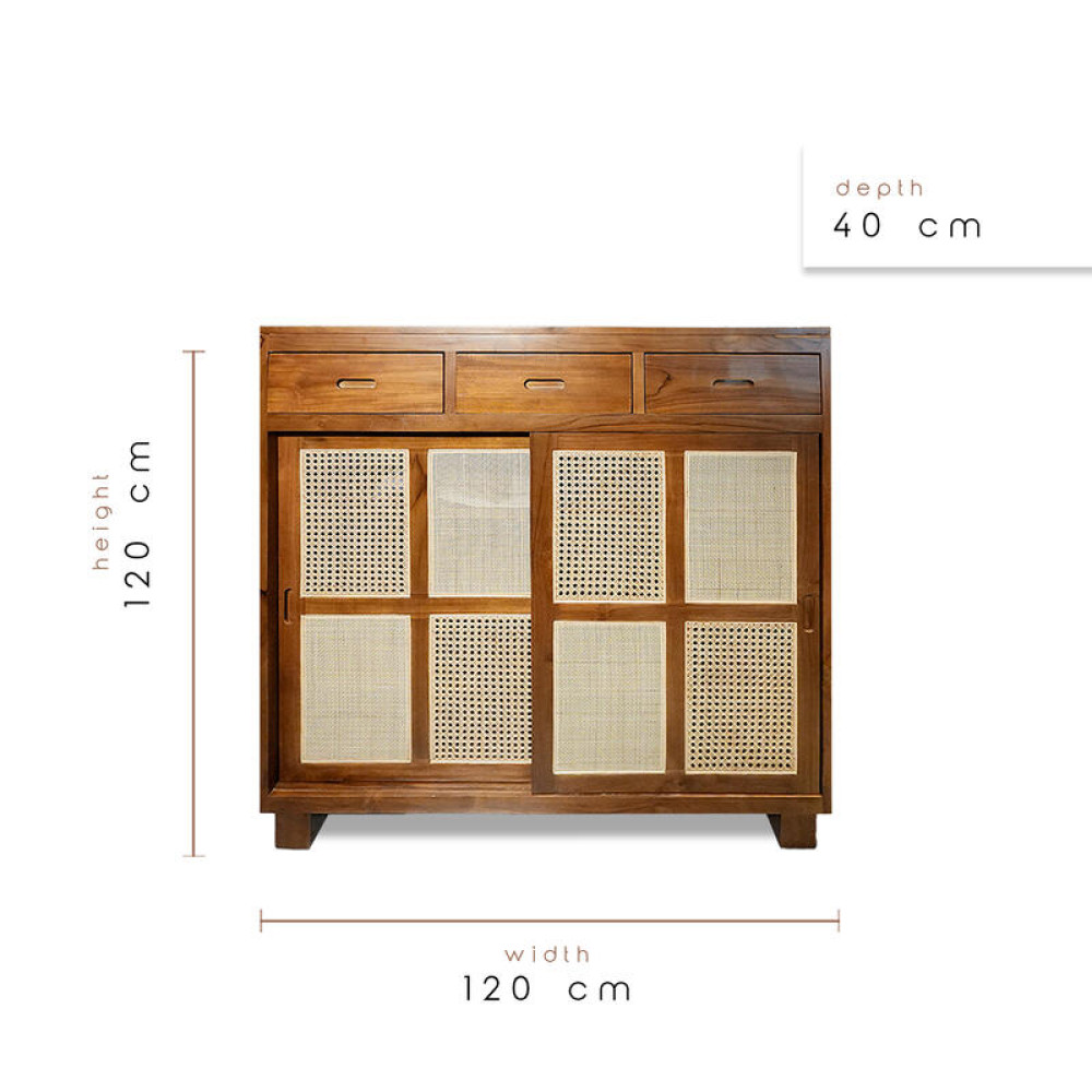 Rustik Konsol 120x120x40 - Doğal Tik Ağacından Çok Amaçlı Dolap