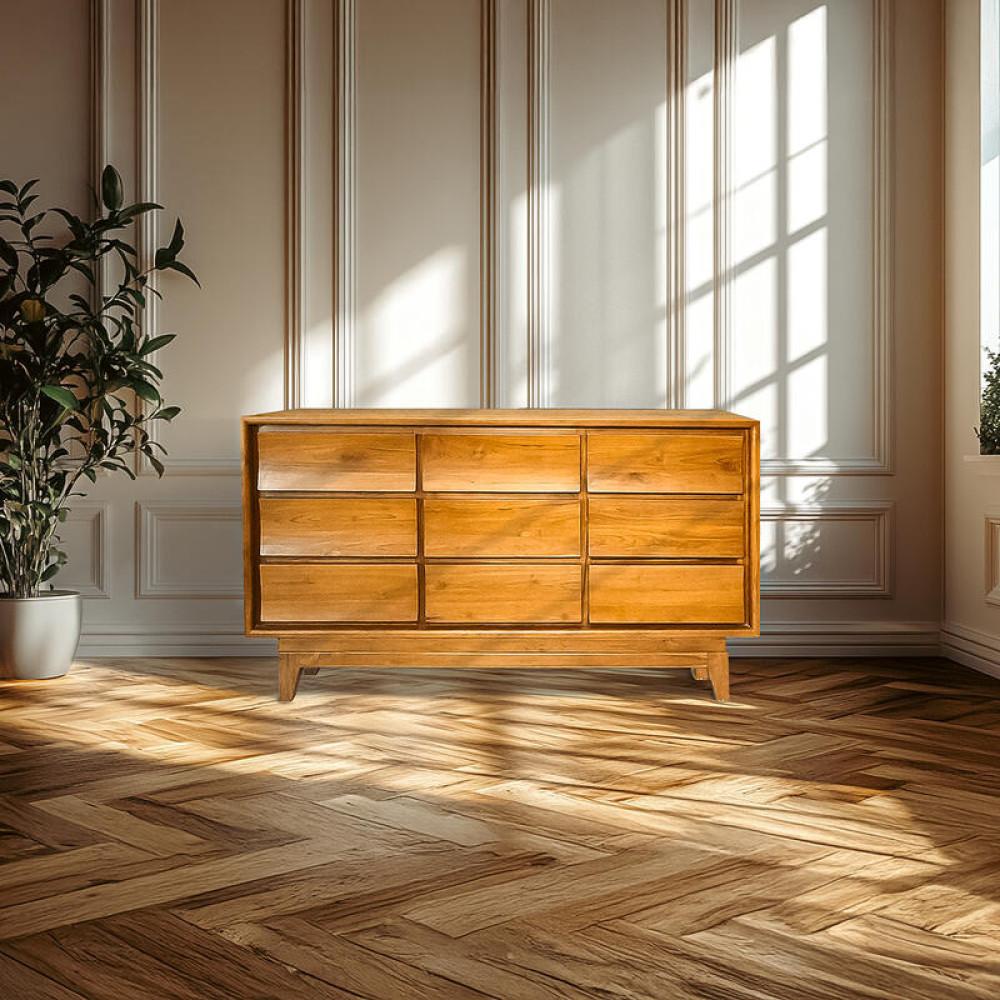 Lüks Tik Şifonyer – Masif Ahşap Konsol 90x150x50