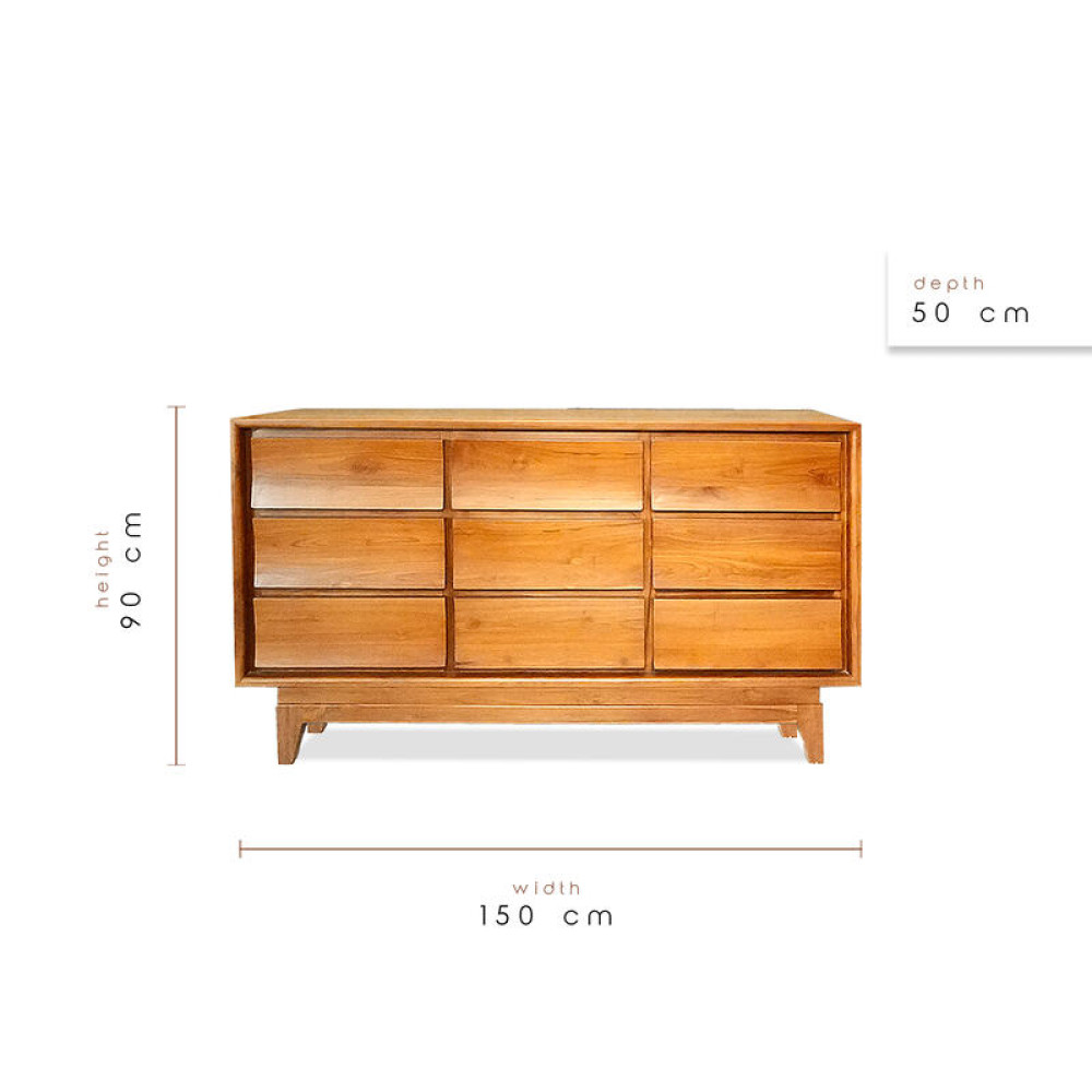 Lüks Tik Şifonyer – Masif Ahşap Konsol 90x150x50