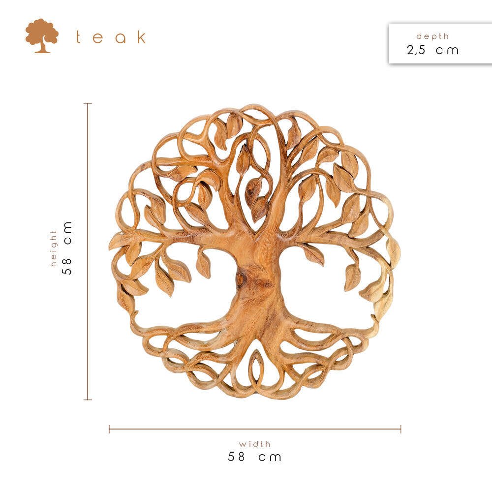 Yaşam Ağacı Teak Ahşap Hayat Ağacı 58x58x2,5
