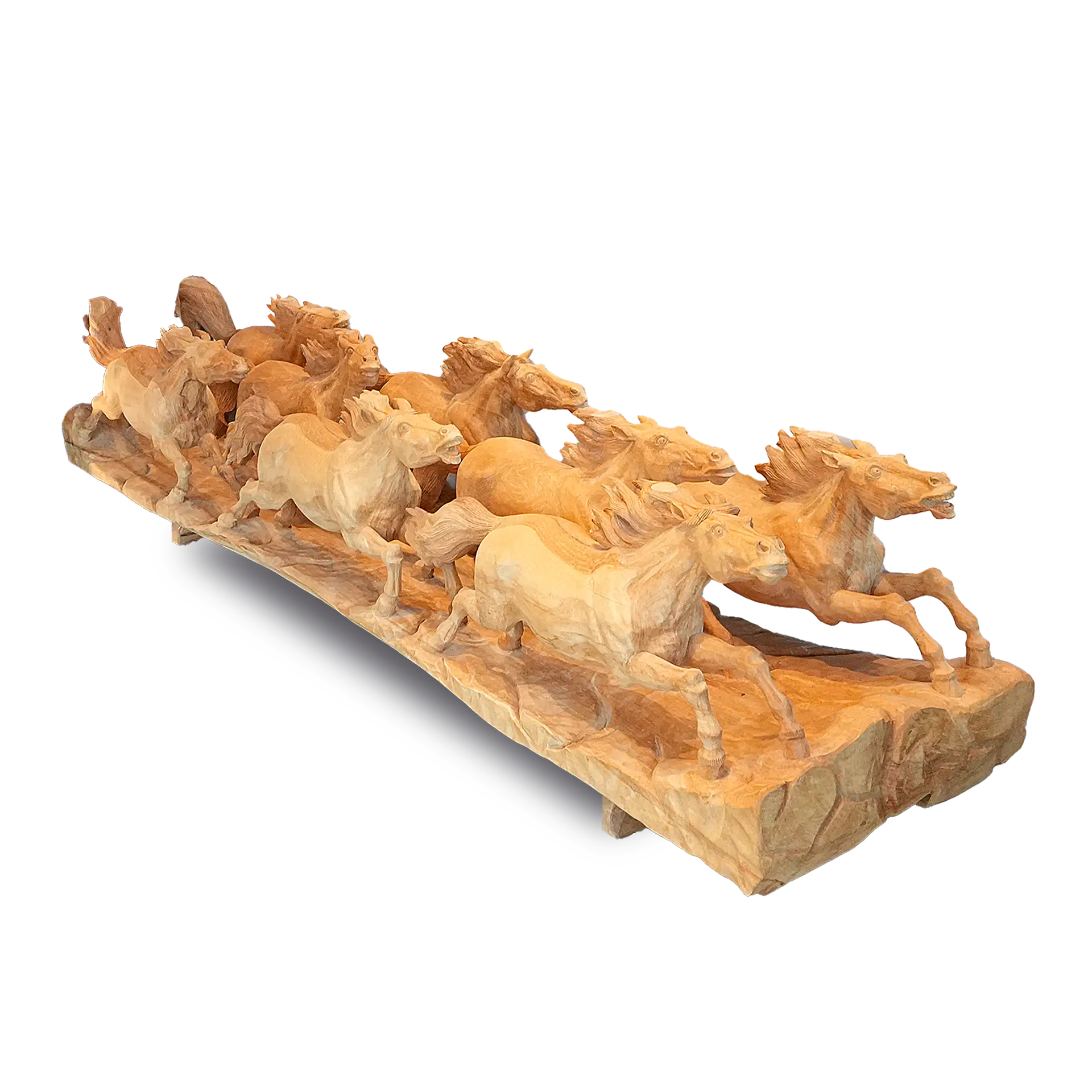 teak ağacı at heykel