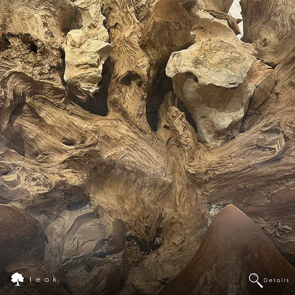 Doğal taş ve ahşap karışımı erozyonlu sehpa dokusu yakın çekim