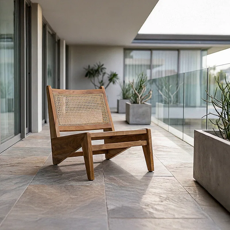 Oasis rattan masif teak hazeran örgü dinlenme koltuğu teras balkon dekorasyonu