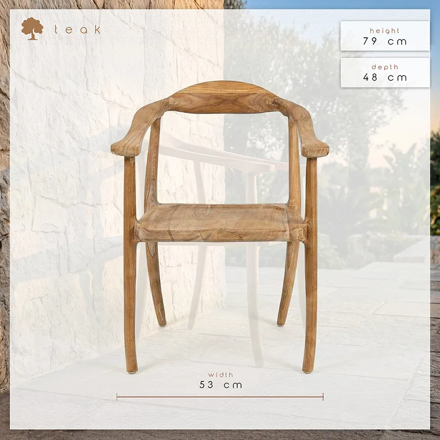 Masif teak ahşap sandalye 53x48x79 cm teknik ölçüleri